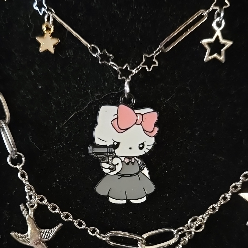 Hello Kitty Means Business Silver Layered Necklace